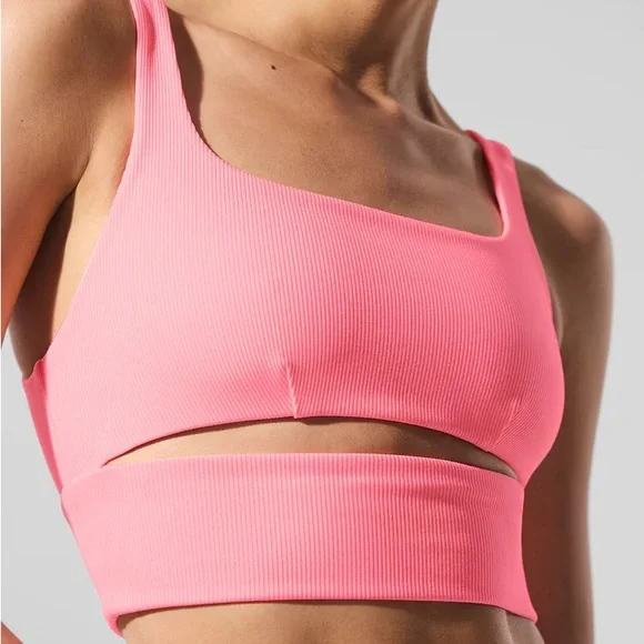 Alo Yoga Slit Bra - Neon Bubblegum - Picture 2 of 3
